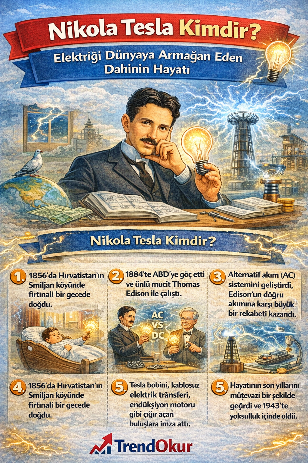 Nikola Tesla Kimdir? Elektriği Dünyaya Armağan Eden Dahinin Hayatı